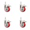 Service Caster 4 Inch 316SS Red Polyurethane Wheel Swivel 3/8 Inch Stem Caster Set Lock Brake SS316TSTTL20S414-PPUB-RED-381615-4 - alternate 1